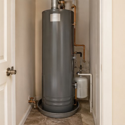 Water heater inspection checking connections and venting